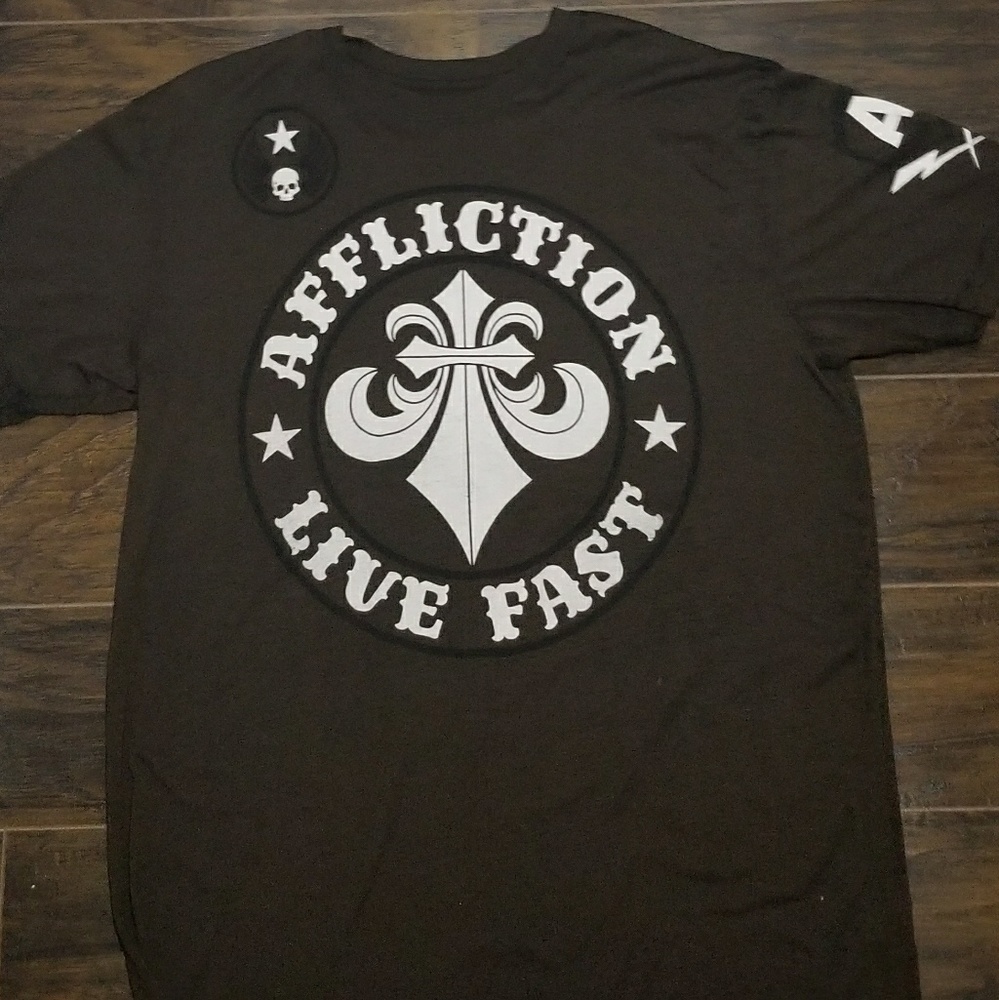 Affliction Brown and White Short Sleeve Shirt